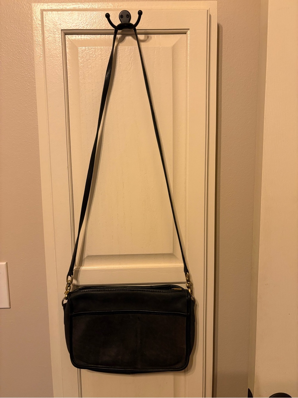 Coach Black Leather Crossbody Bag with Gold Hardware